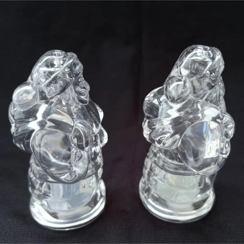 Vintage Gorham Crystal Holiday Traditions Santa Salt & Pepper‎ Shaker Set